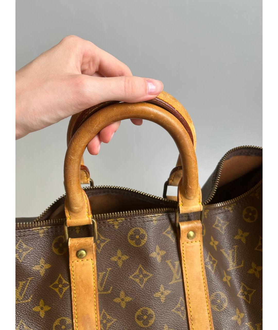 LOUIS VUITTON Коричневая кожаная дорожная/спортивная сумка, фото 3