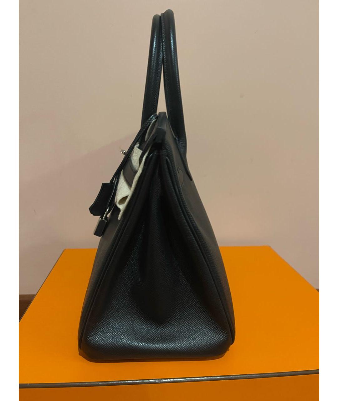 HERMES Черная кожаная сумка с короткими ручками, фото 3