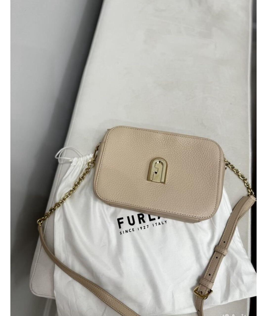 FURLA Бежевая кожаная сумка через плечо, фото 2