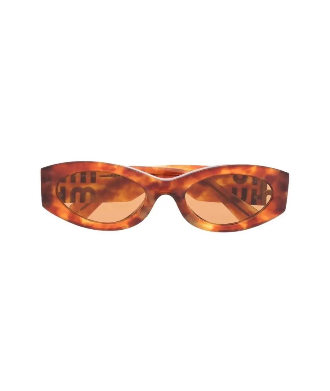 MIU MIU Коричневые пластиковые солнцезащитные очки, фото 2