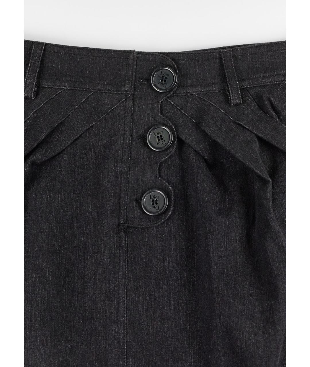 CHRISTIAN DIOR Черная хлопко-эластановая юбка мини, фото 4