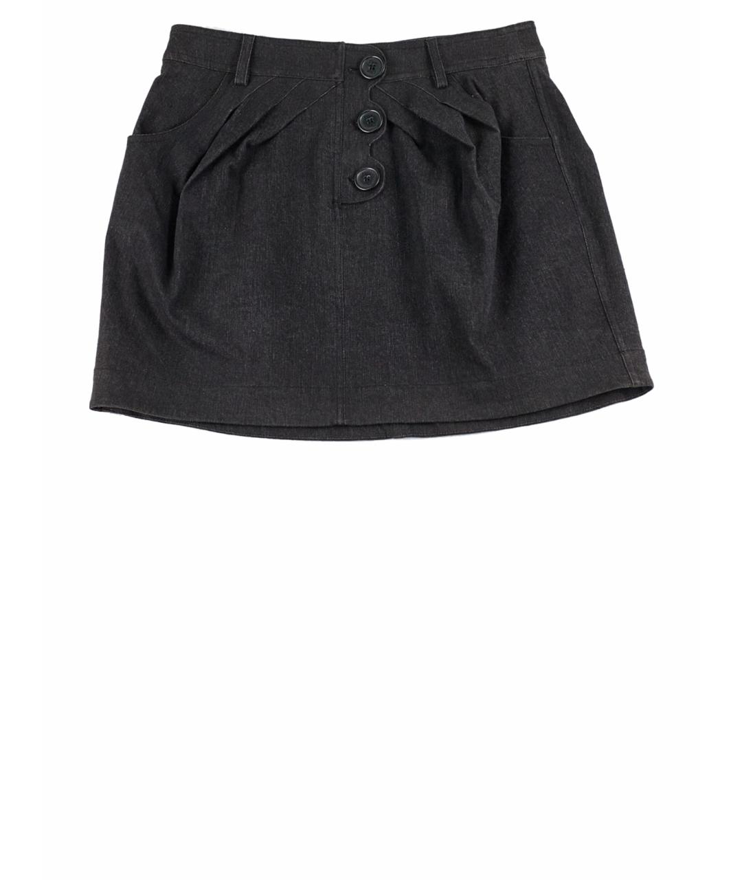 CHRISTIAN DIOR Черная хлопко-эластановая юбка мини, фото 1