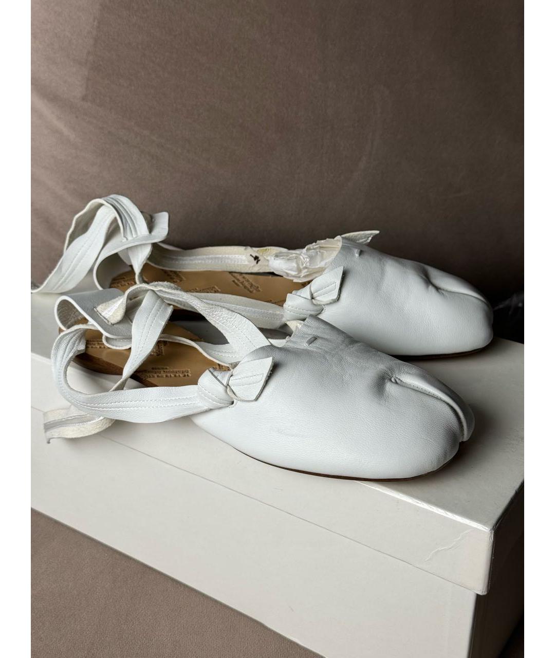 MAISON MARGIELA Белые кожаные балетки, фото 4