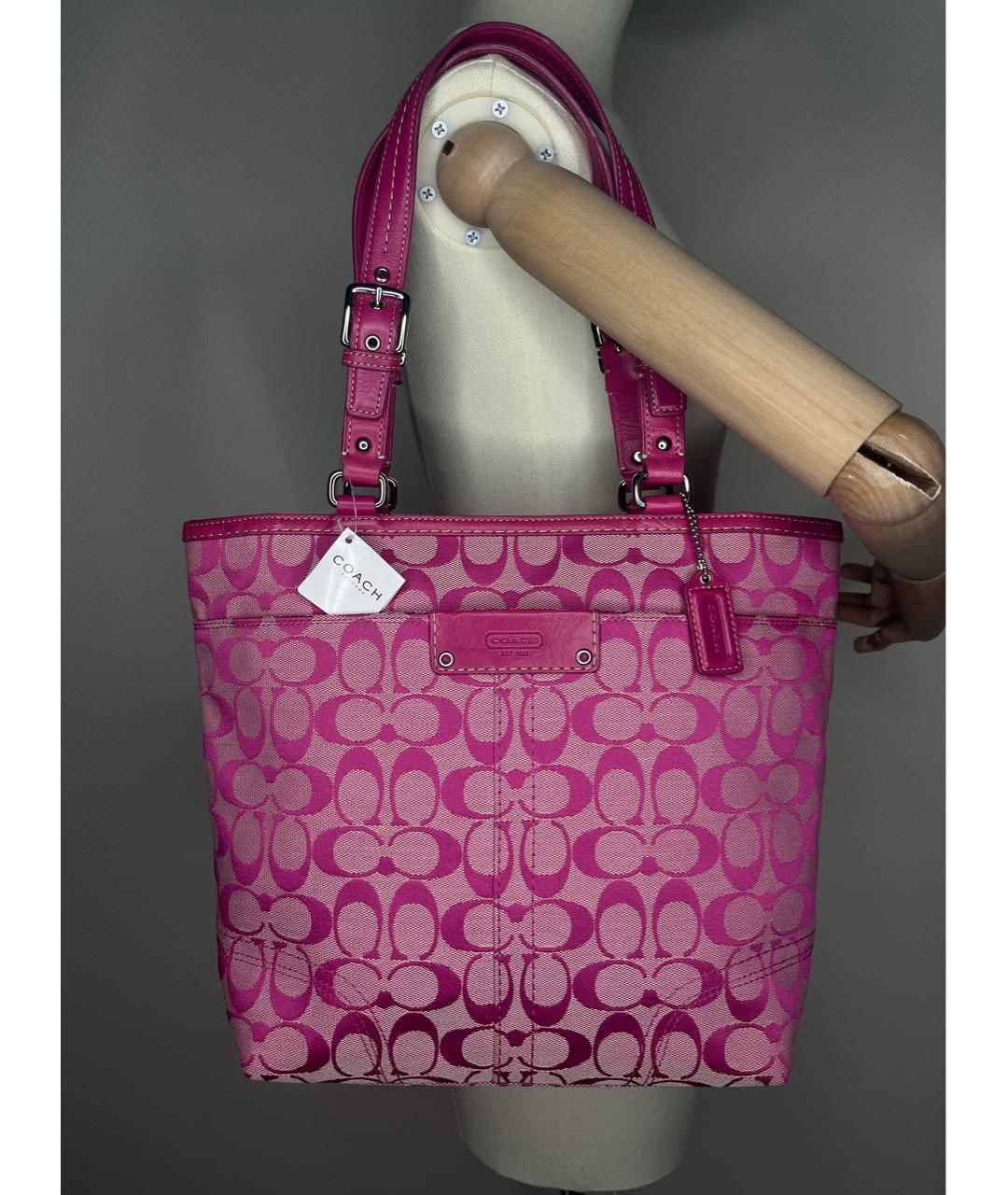 COACH Розовая сумка с короткими ручками, фото 9