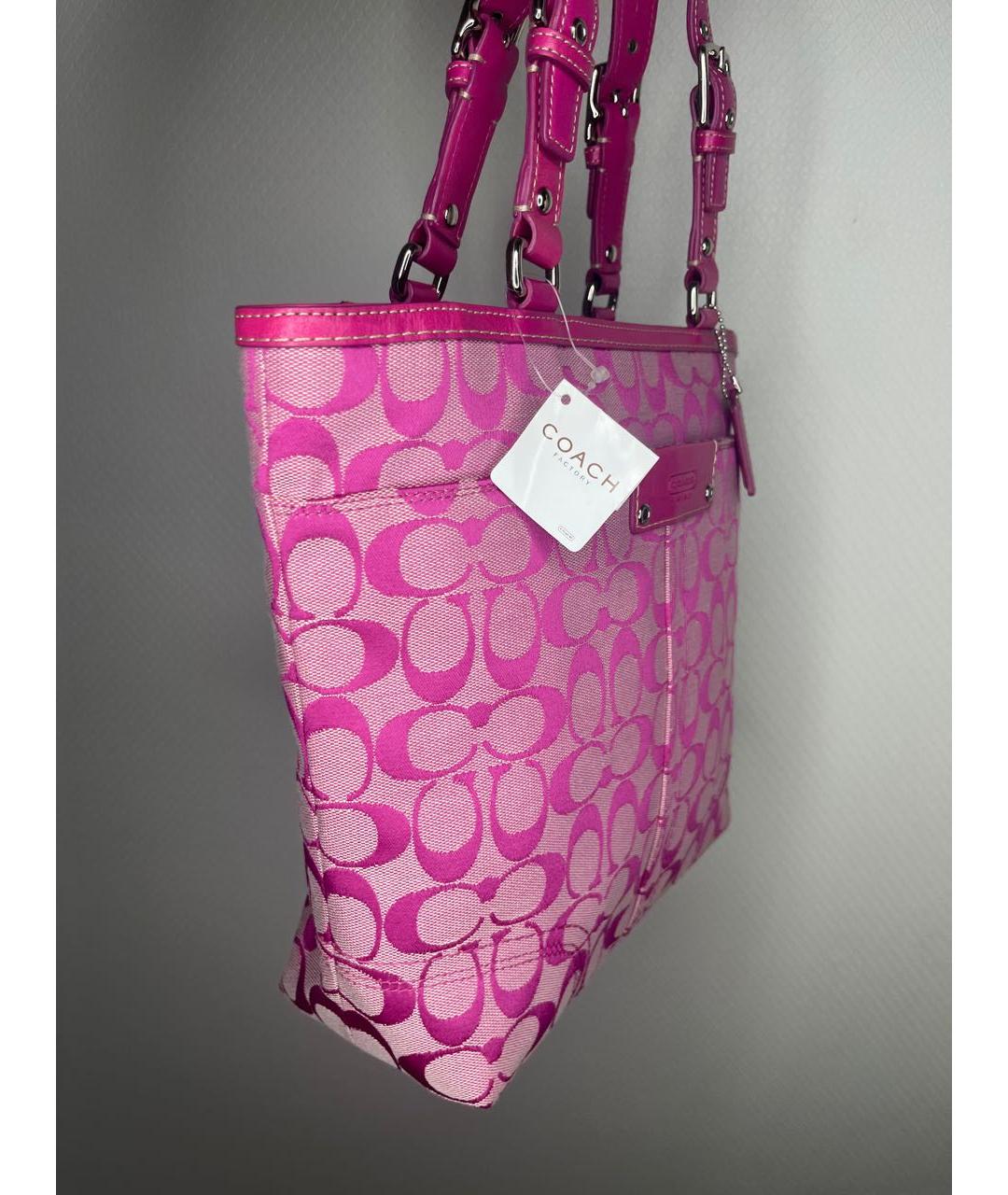 COACH Розовая сумка с короткими ручками, фото 5