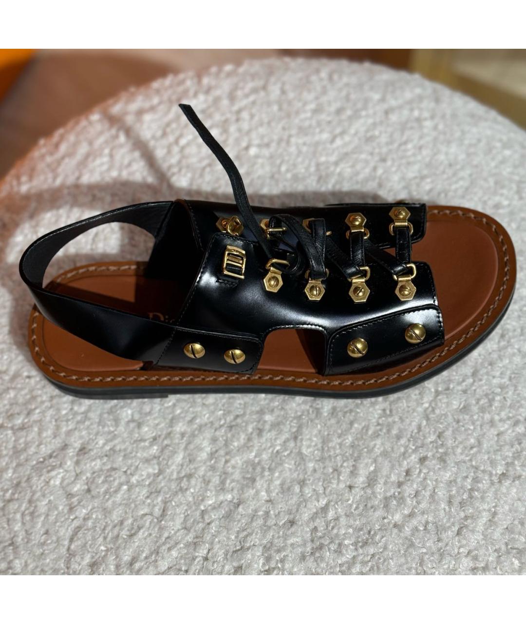 CHRISTIAN DIOR Черные кожаные сандалии, фото 9