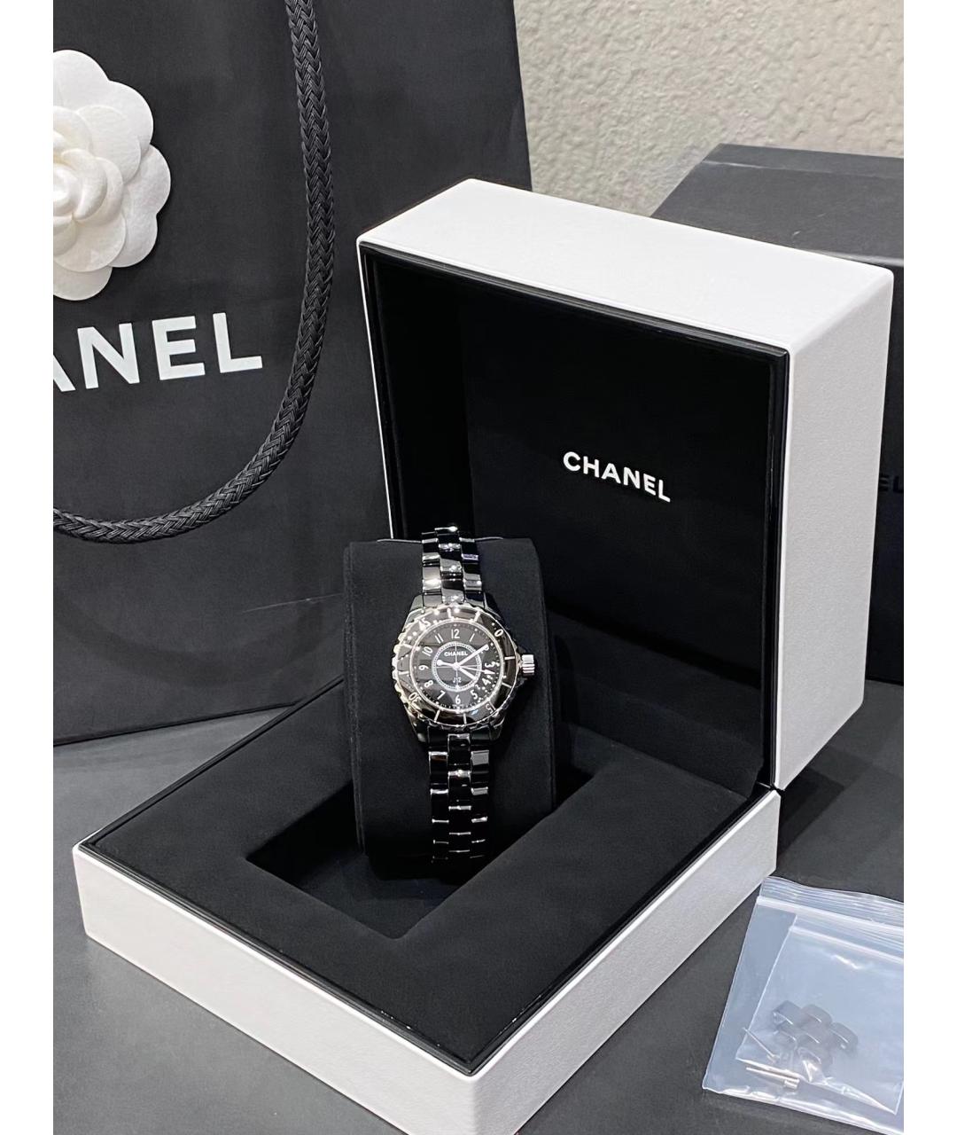 CHANEL Черные керамические часы, фото 4
