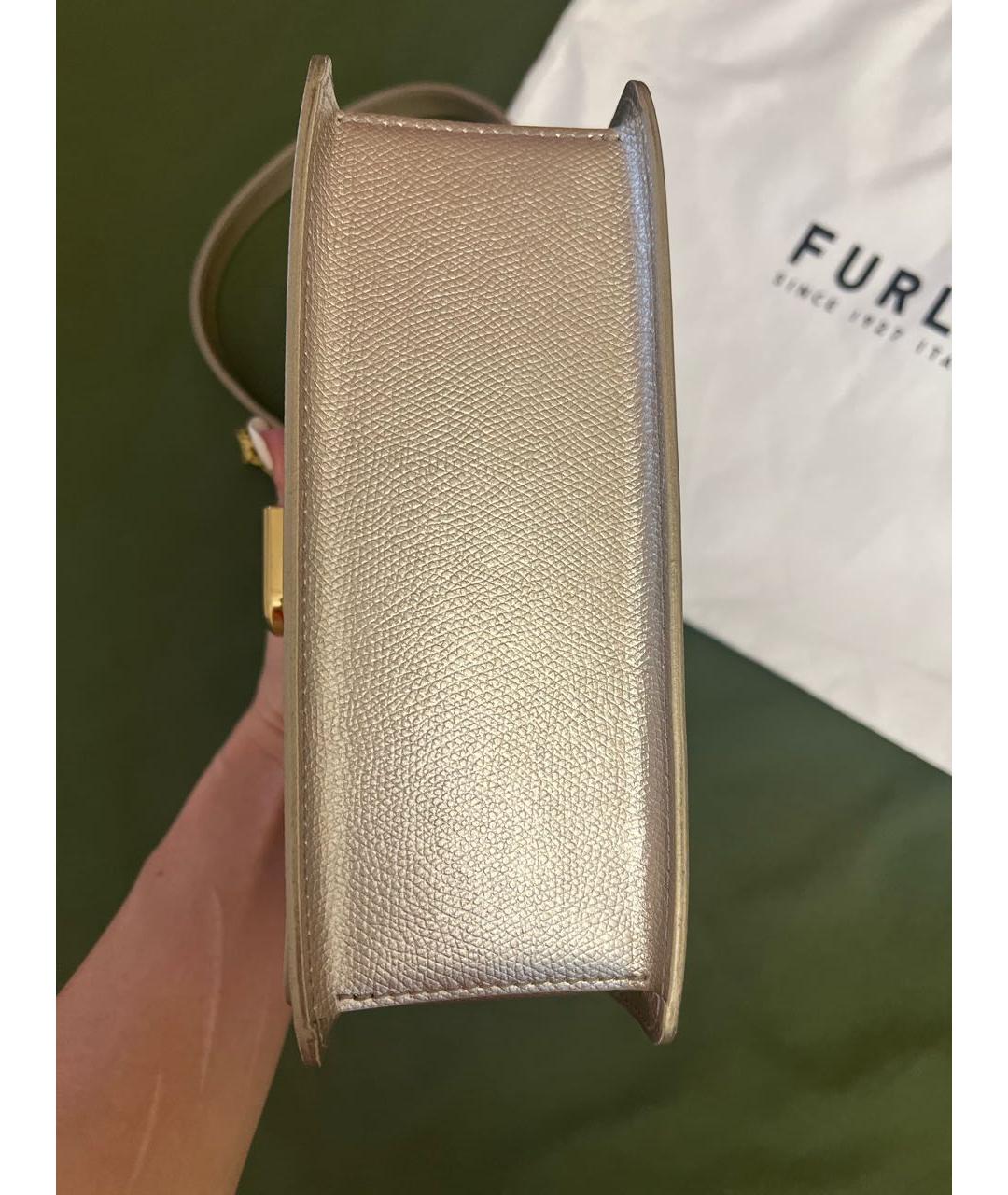 FURLA Золотая кожаная сумка через плечо, фото 8