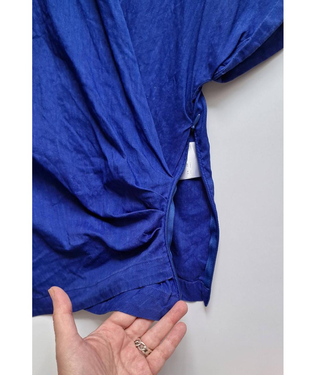 MARC CAIN Темно-синяя льняная блузы, фото 5