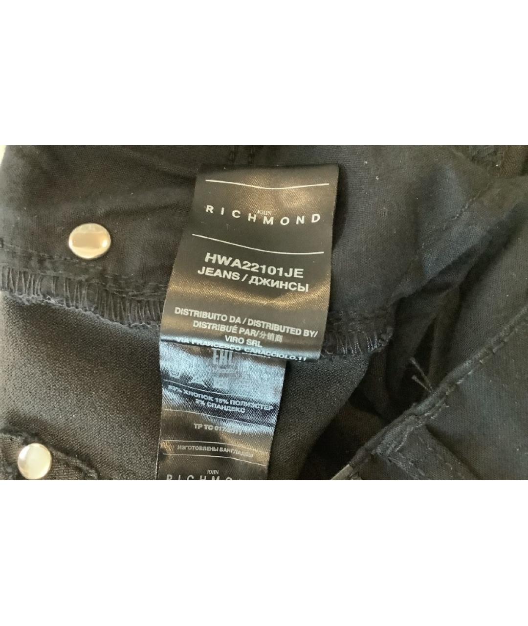 JOHN RICHMOND Черные хлопко-полиэстеровые джинсы слим, фото 6