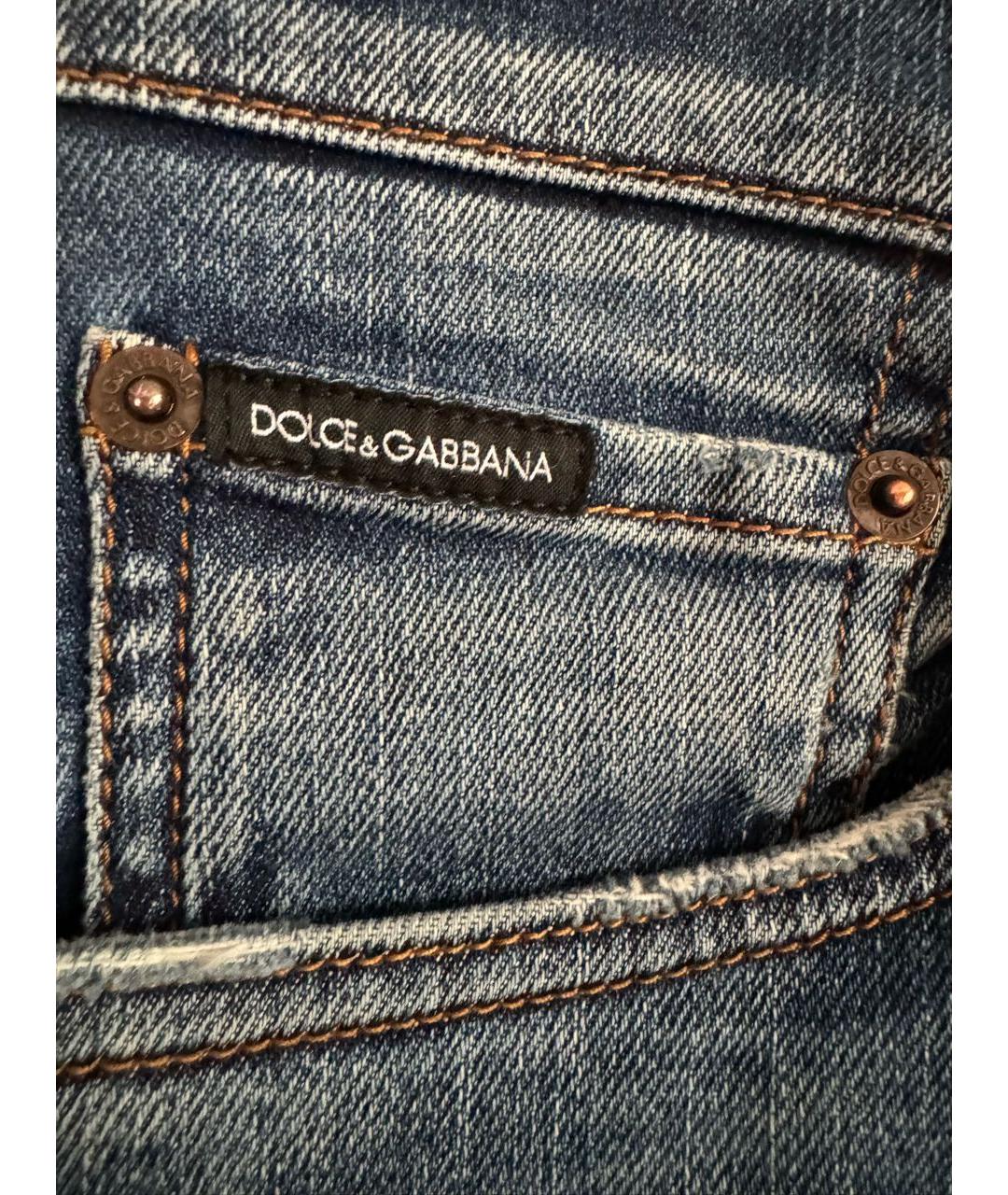 DOLCE&GABBANA Синие хлопко-эластановые джинсы скинни, фото 4