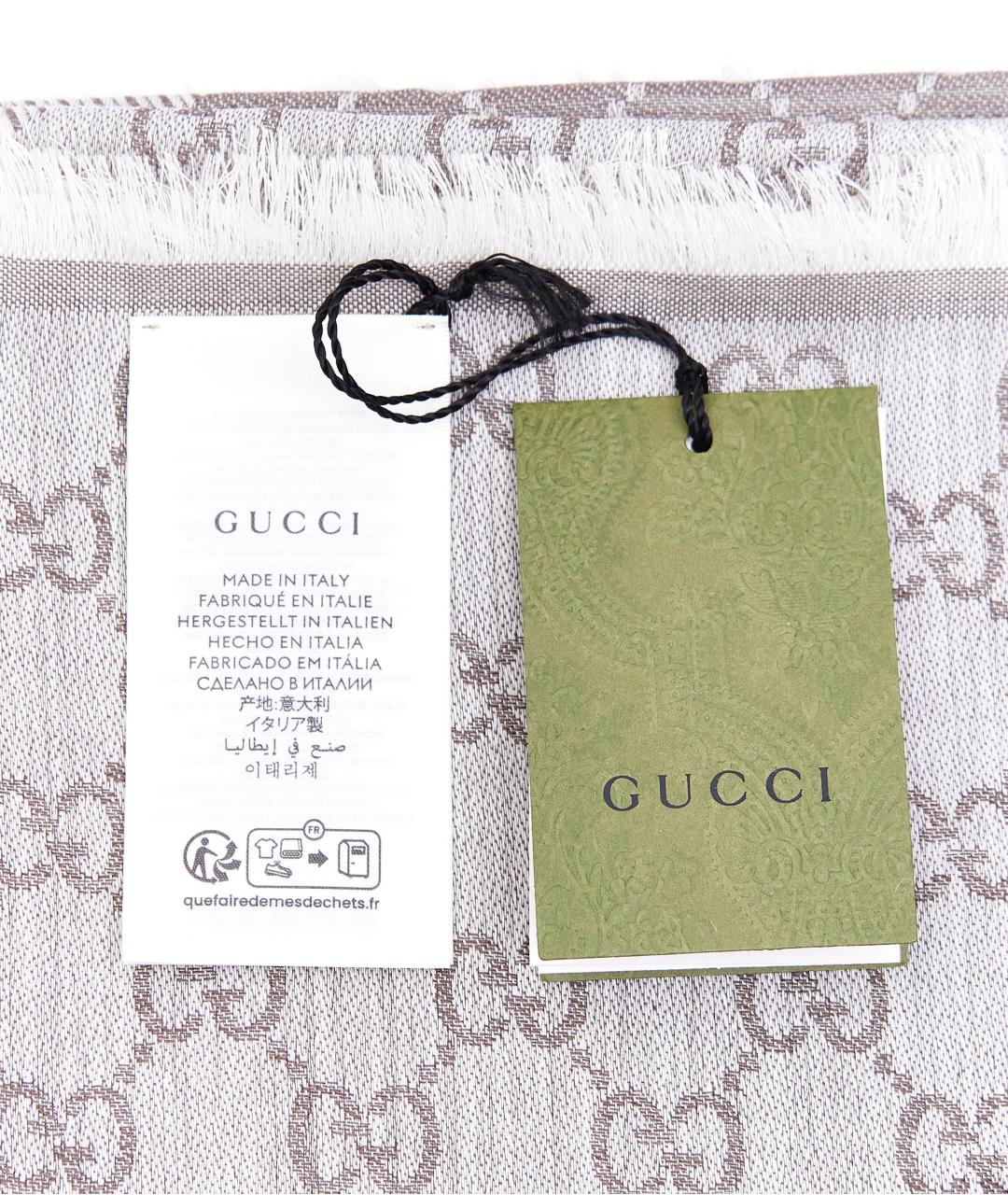 GUCCI Бежевый шерстяной платок, фото 5