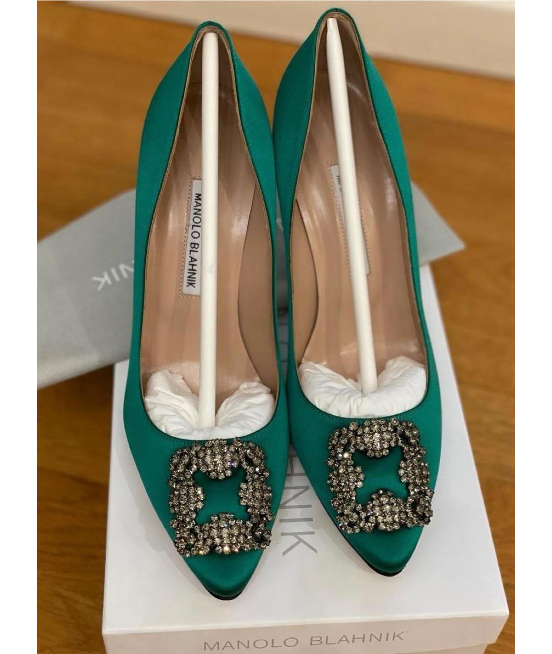 MANOLO BLAHNIK Зеленые текстильные туфли, фото 2