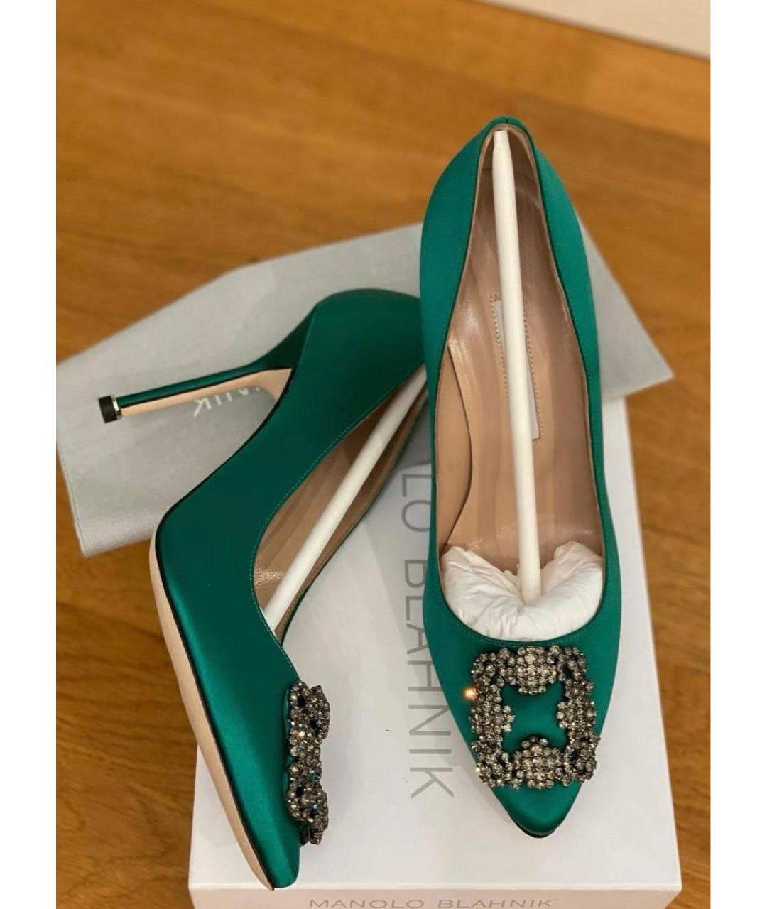 MANOLO BLAHNIK Зеленые текстильные туфли, фото 3