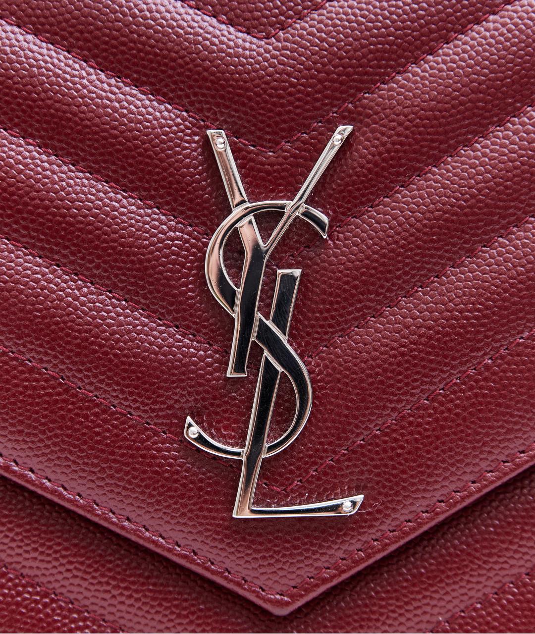 SAINT LAURENT Бордовая кожаная сумка через плечо, фото 4
