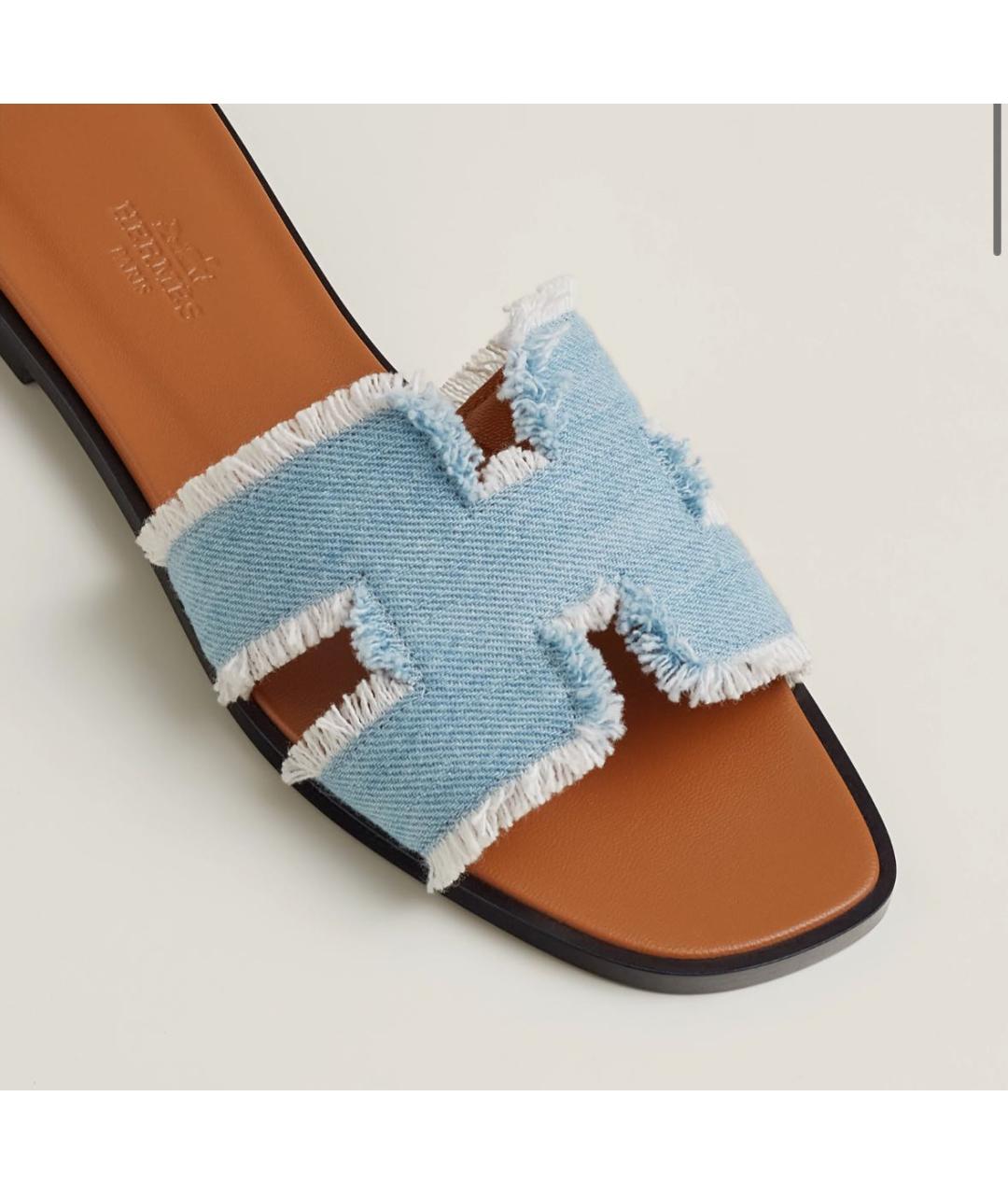 HERMES Голубые шлепанцы, фото 2