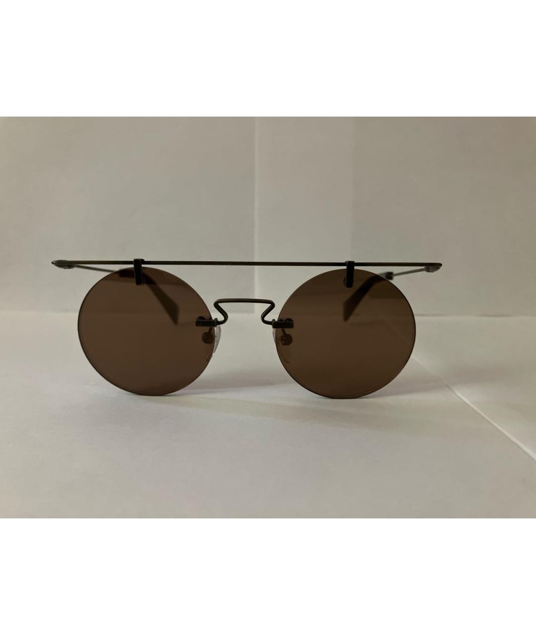 YOHJI YAMAMOTO Коричневые металлические солнцезащитные очки, фото 2