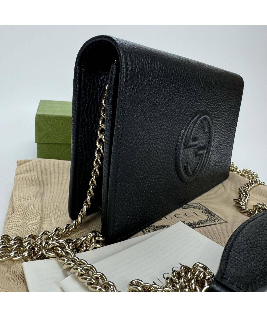 GUCCI Черная кожаная сумка через плечо, фото 3