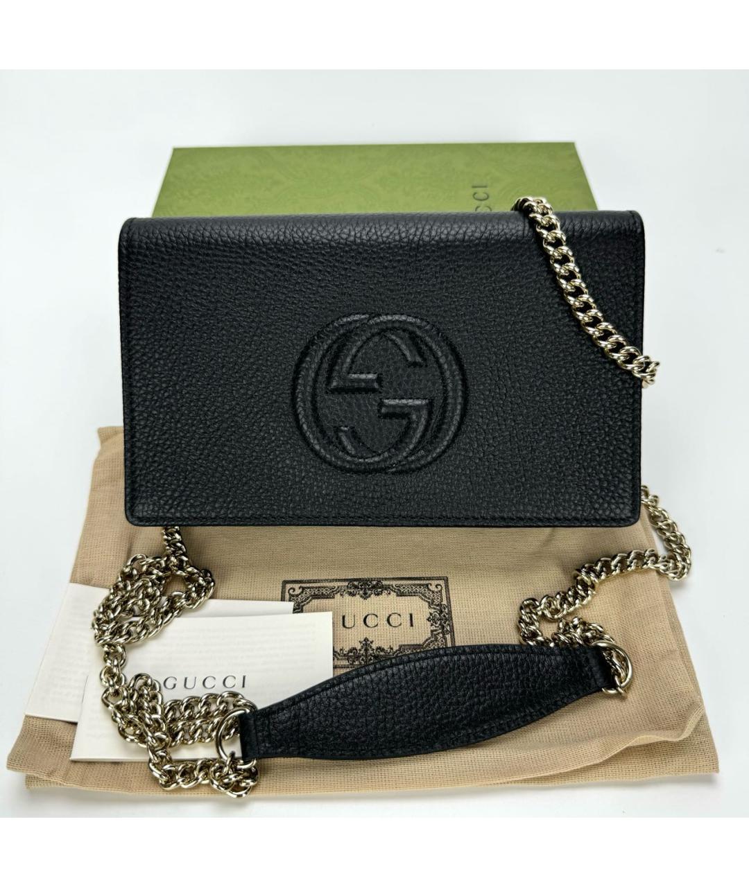 GUCCI Черная кожаная сумка через плечо, фото 8