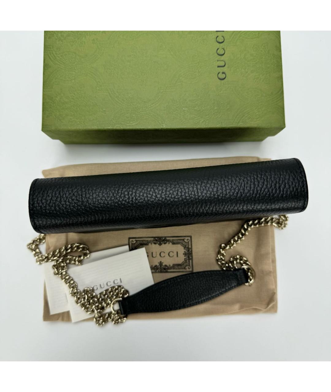 GUCCI Черная кожаная сумка через плечо, фото 2