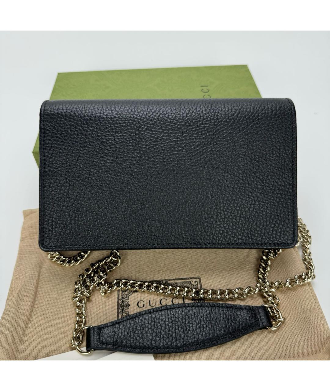 GUCCI Черная кожаная сумка через плечо, фото 4