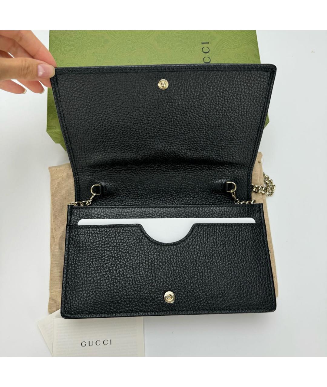 GUCCI Черная кожаная сумка через плечо, фото 5