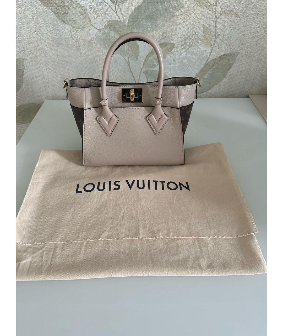 LOUIS VUITTON Бежевая кожаная сумка через плечо, фото 7