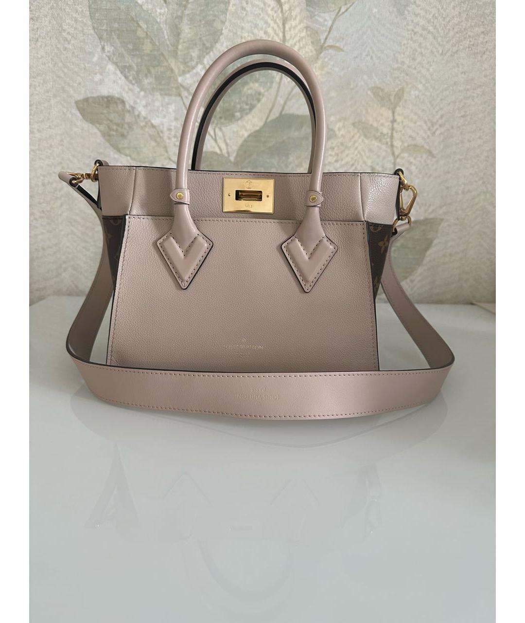 LOUIS VUITTON Бежевая кожаная сумка через плечо, фото 5