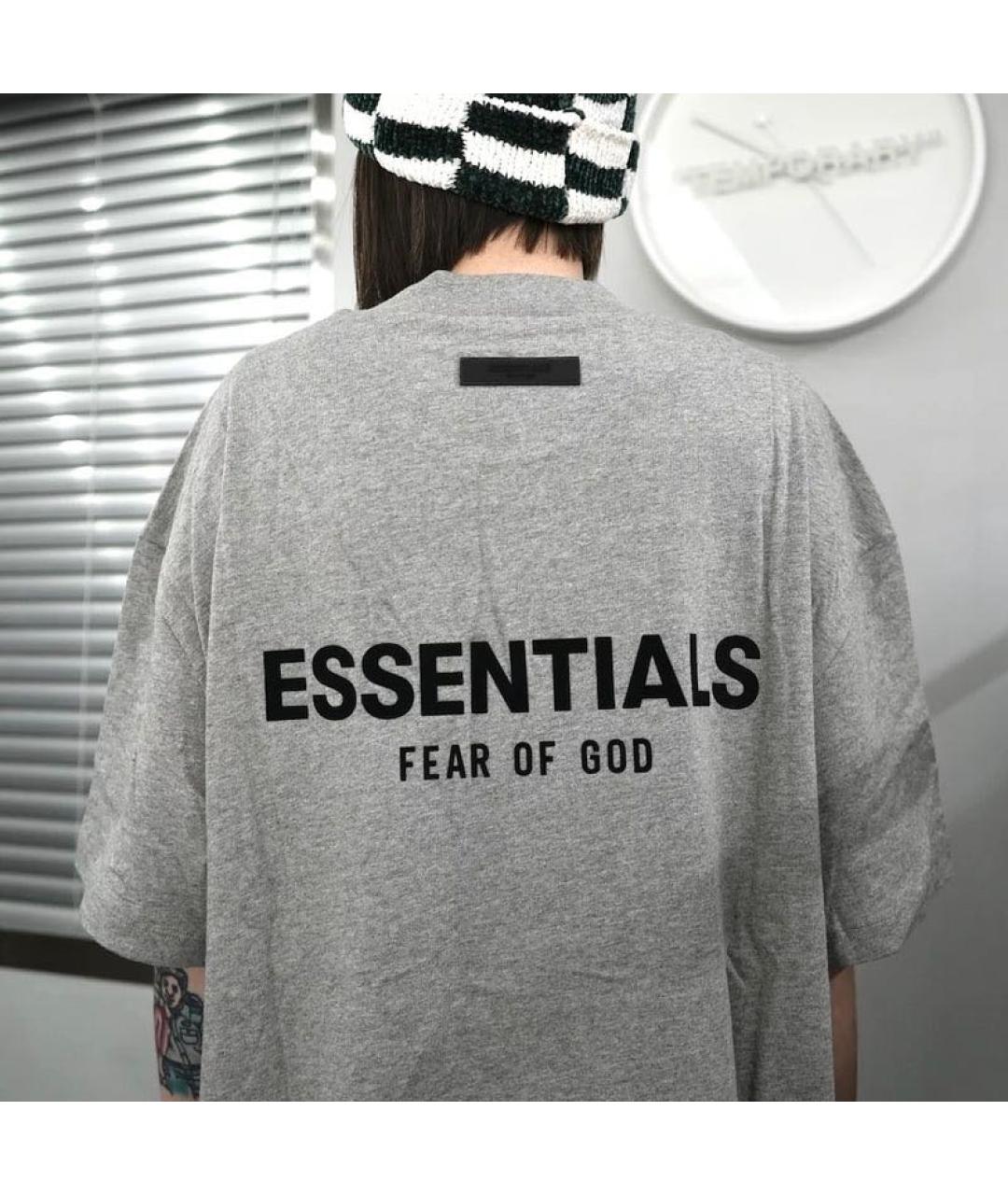 FEAR OF GOD ESSENTIALS Серая хлопковая футболка, фото 3