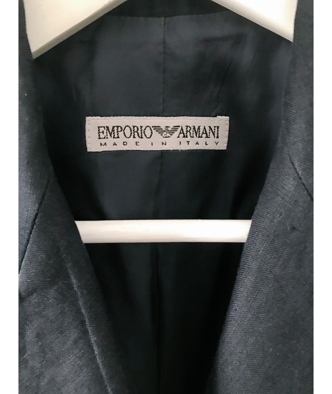 EMPORIO ARMANI Темно-синий льняной жакет/пиджак, фото 2