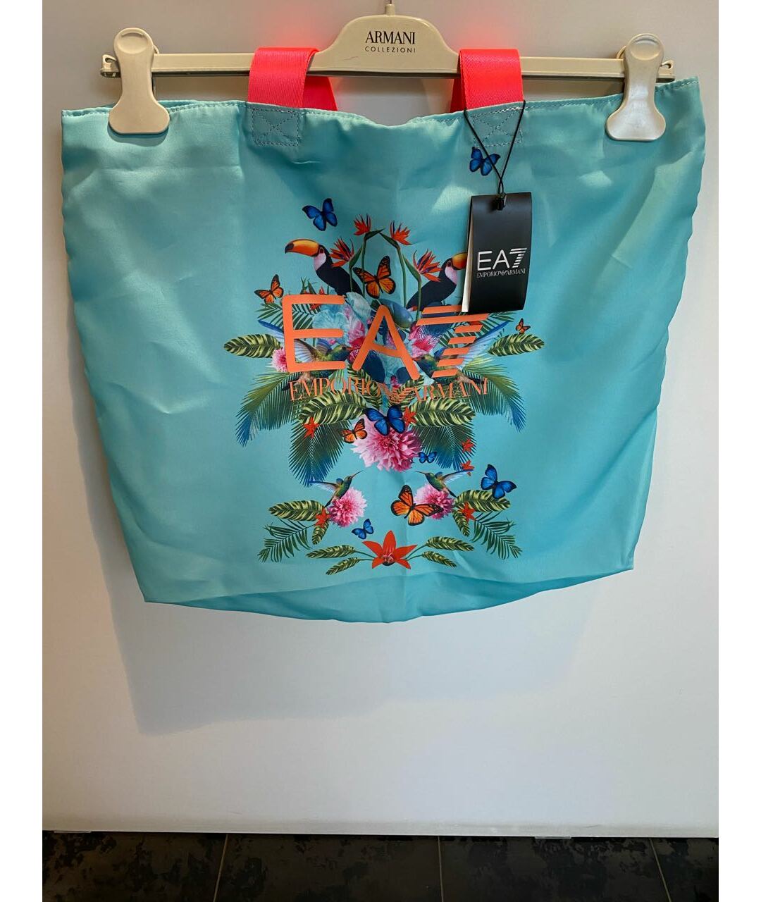 EMPORIO ARMANI Голубая пляжная сумка, фото 2