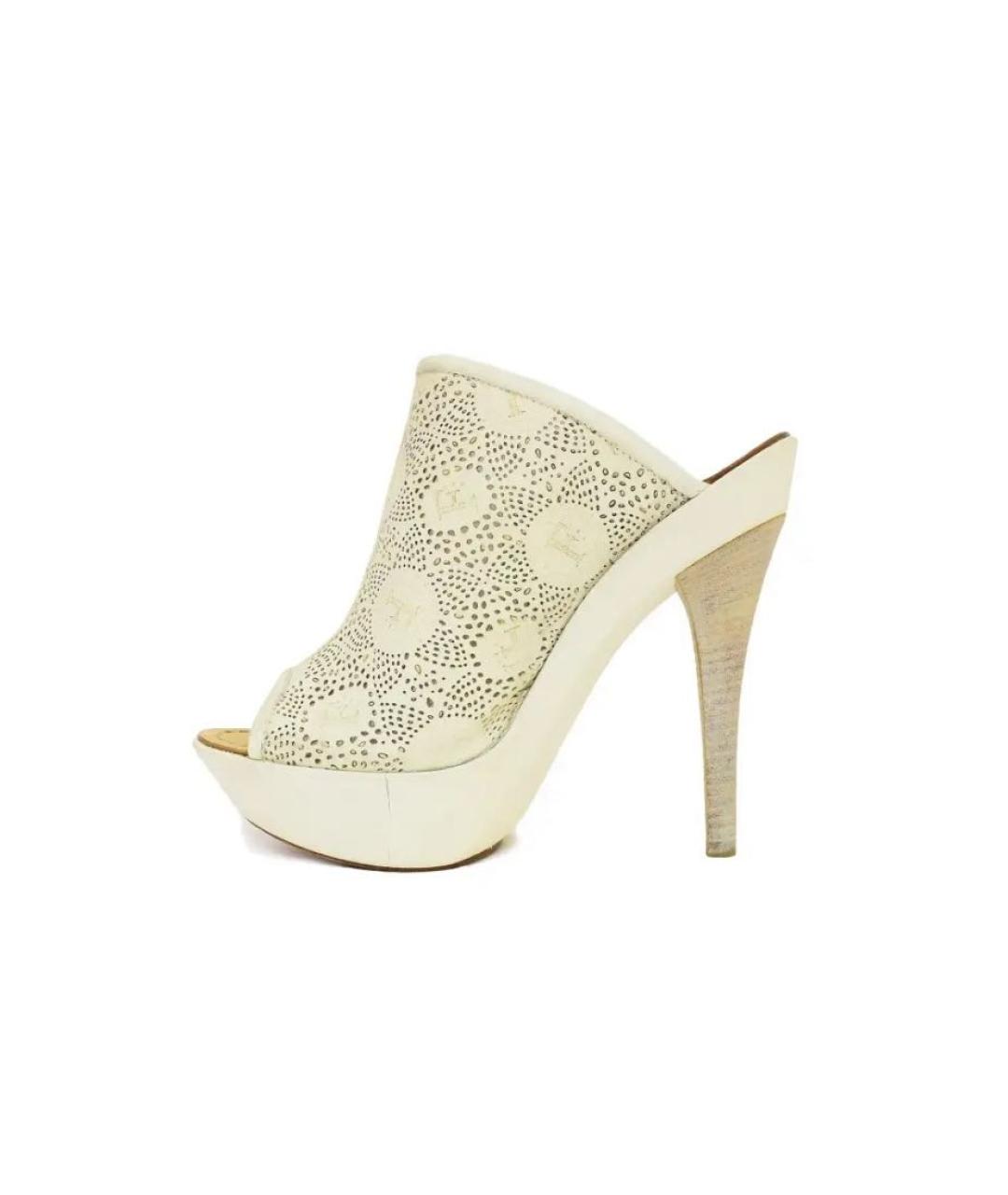 GIANFRANCO FERRE Бежевые кожаные сабо, фото 3