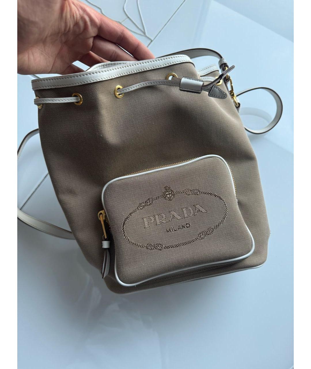 PRADA Бежевая тканевая сумка тоут, фото 3
