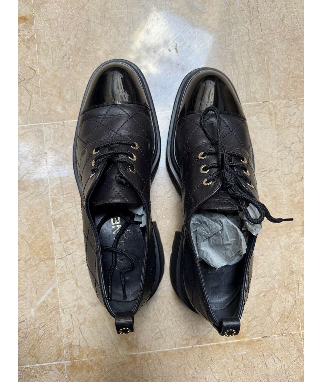 CHANEL Черные кожаные брогги и оксфорды, фото 3