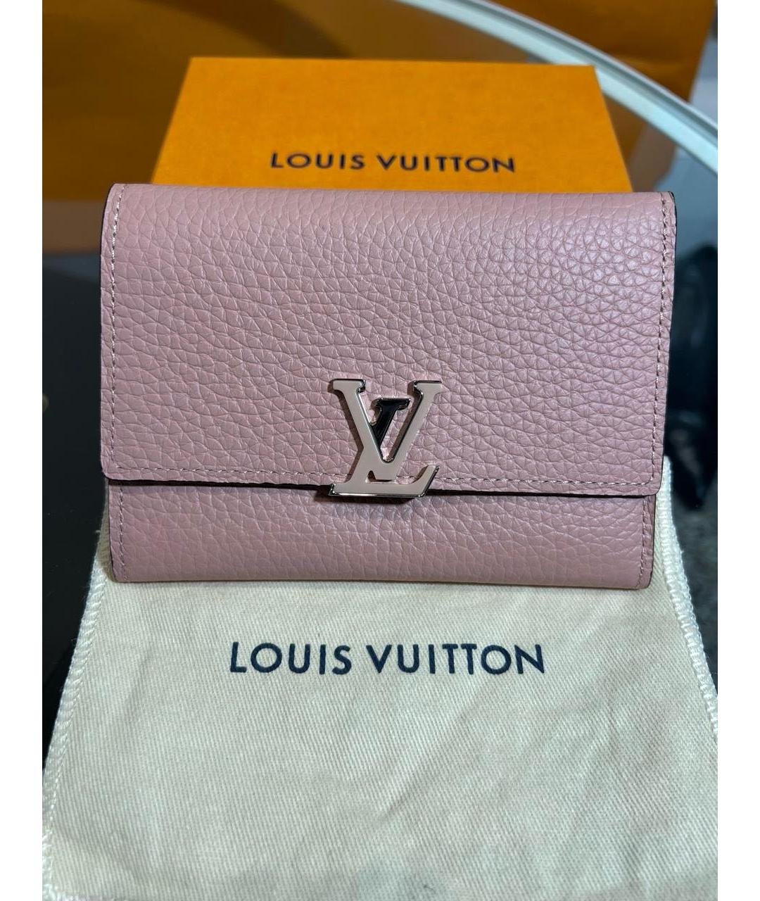 LOUIS VUITTON Коралловый кожаный кошелек, фото 9