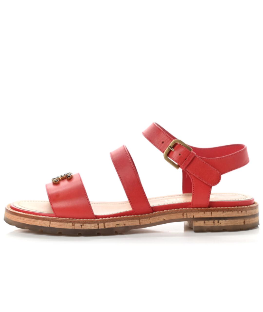 CHANEL Красные кожаные сандалии, фото 10