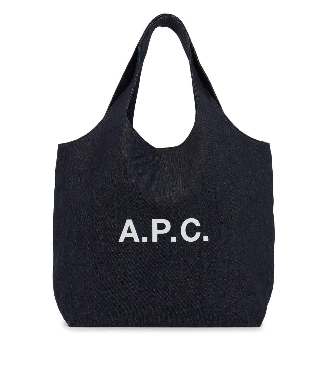 A.P.C. Темно-синяя хлопковая сумка тоут, фото 2