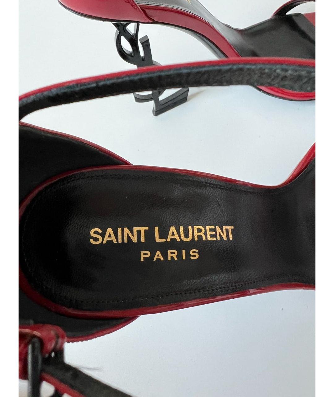 SAINT LAURENT Красные босоножки из лакированной кожи, фото 6