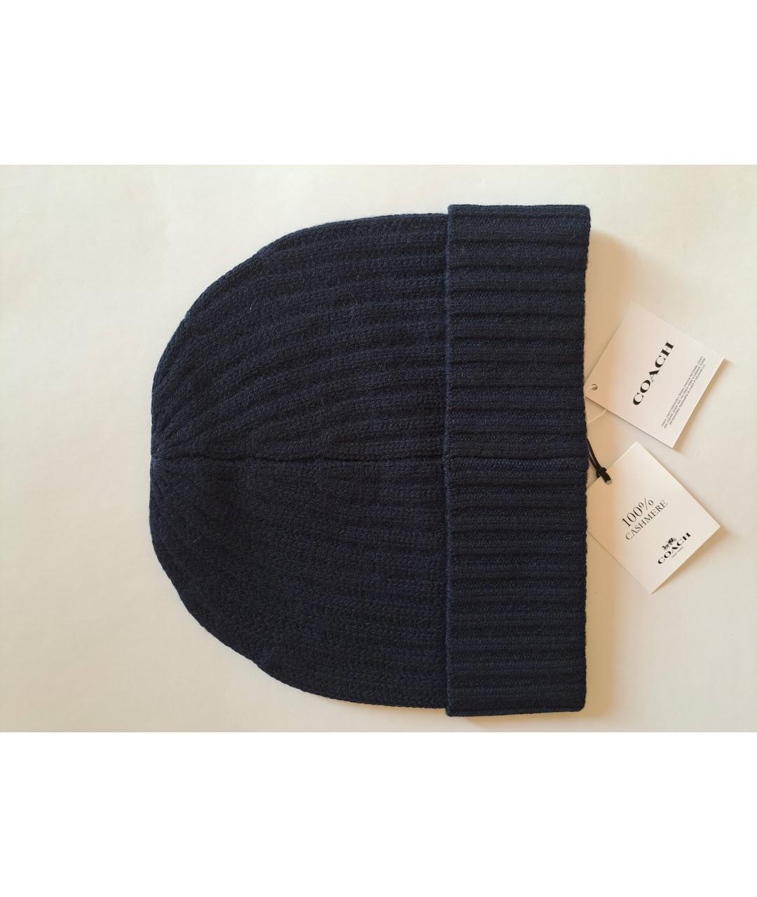 COACH Темно-синяя кашемировая шапка, фото 2