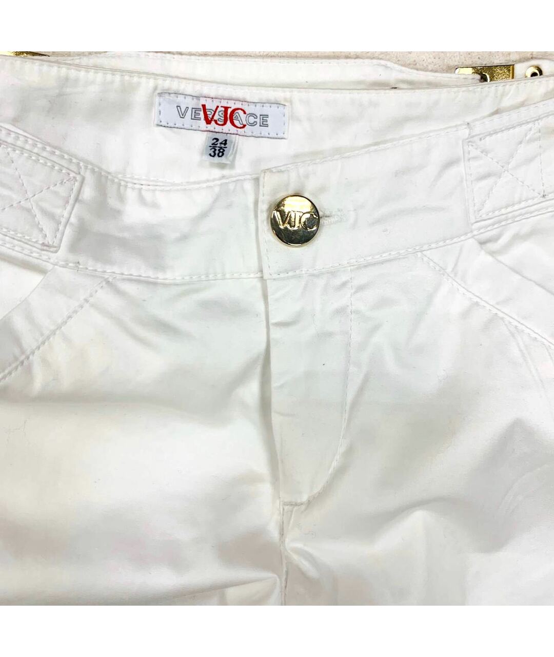 VERSACE JEANS COUTURE Белые хлопковые прямые брюки, фото 3
