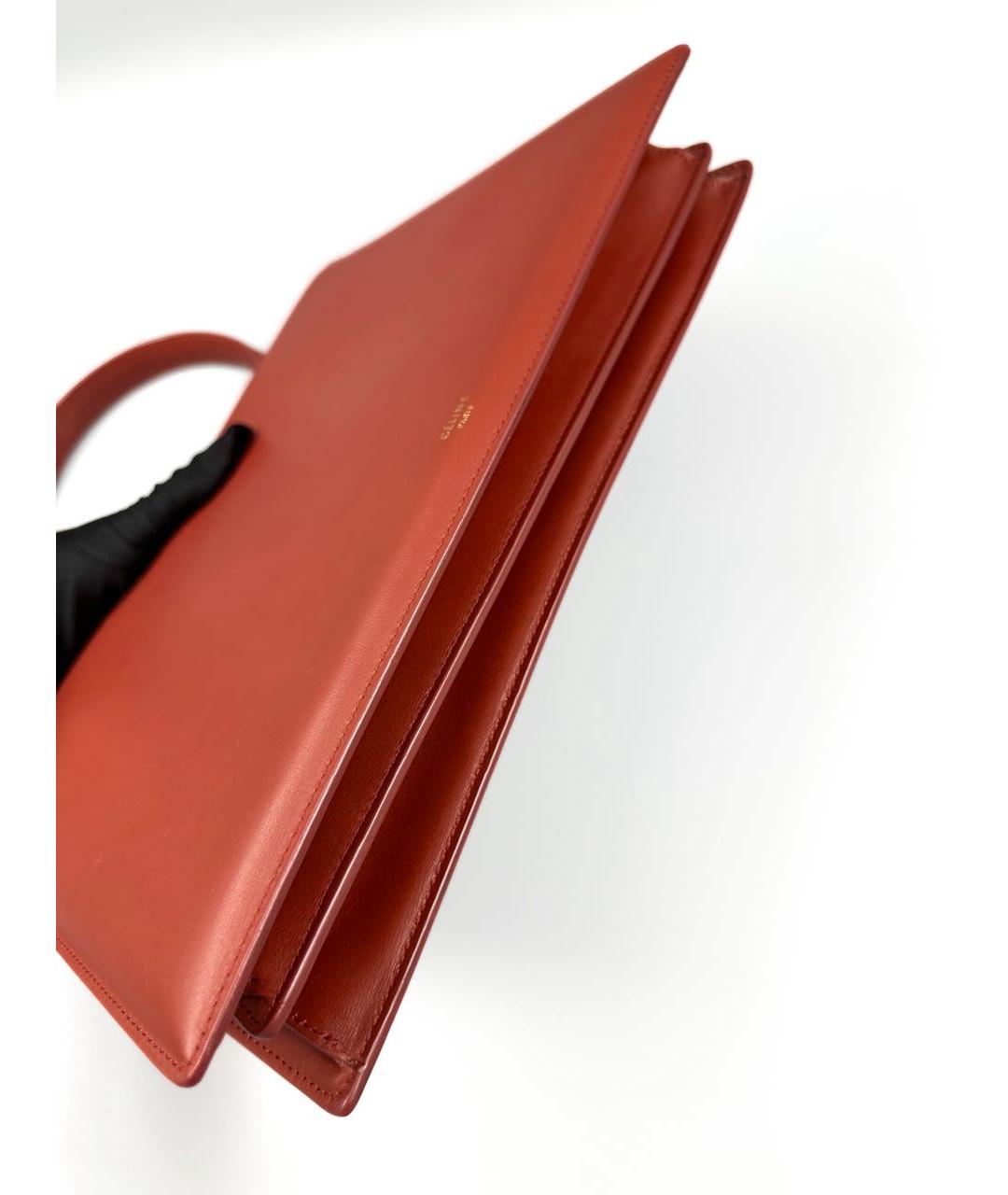 CELINE Коралловая кожаная сумка с короткими ручками, фото 5