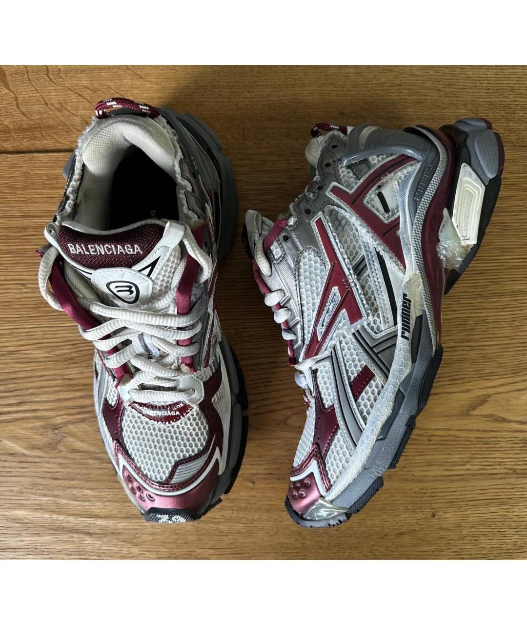 BALENCIAGA Бордовые кроссовки из искусственной кожи, фото 7