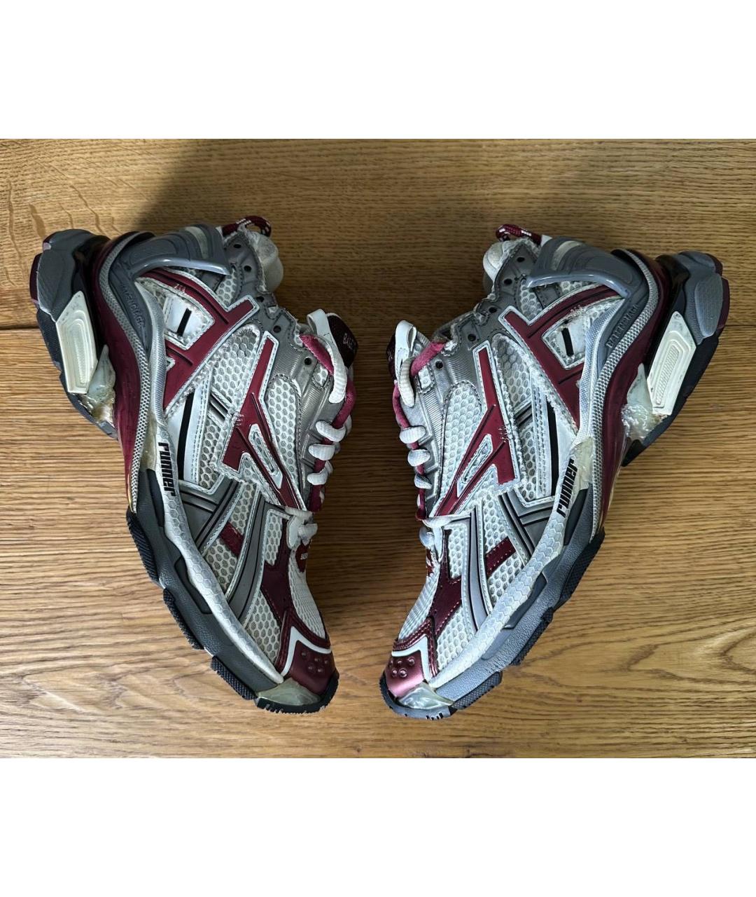 BALENCIAGA Бордовые кроссовки из искусственной кожи, фото 3