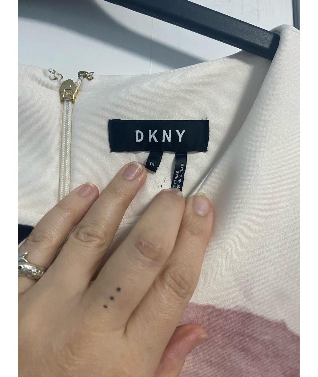 DKNY Белое полиэстеровое повседневное платье, фото 3