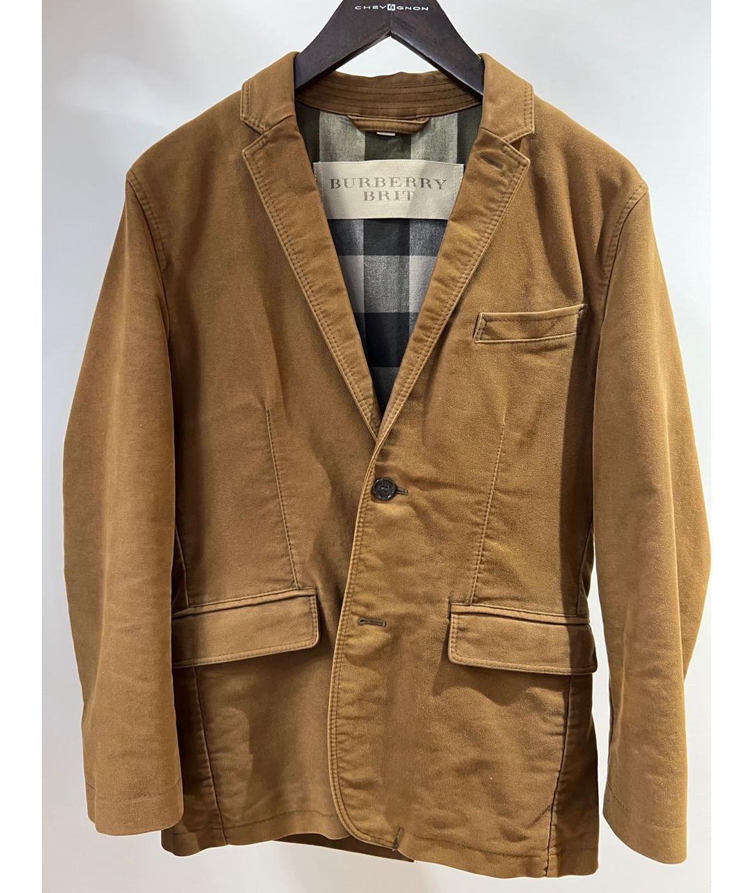 BURBERRY Коричневый хлопковый пиджак, фото 8