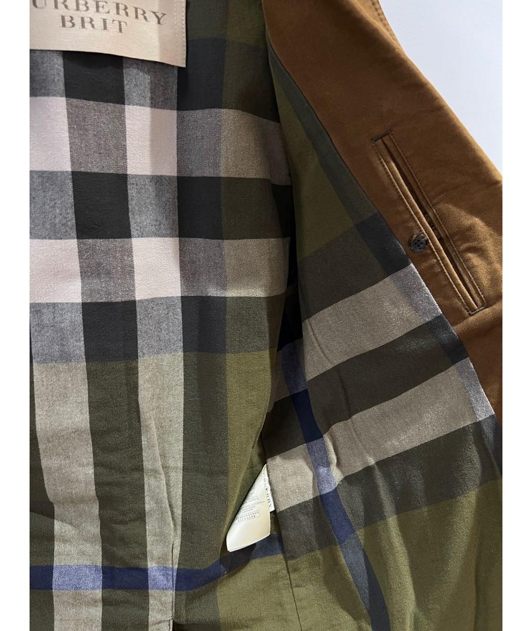 BURBERRY Коричневый хлопковый пиджак, фото 3