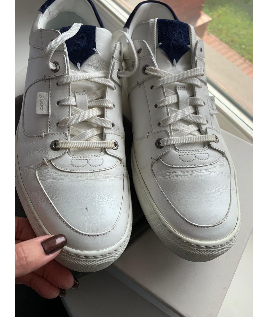 BRIONI Белые кожаные низкие кроссовки / кеды, фото 3