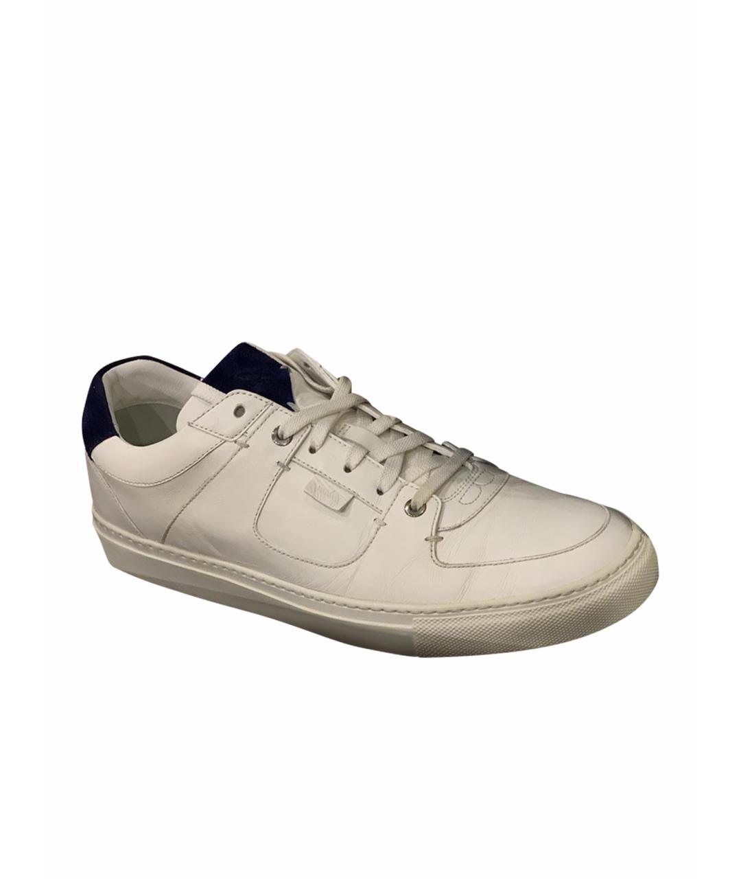 BRIONI Белые кожаные низкие кроссовки / кеды, фото 1