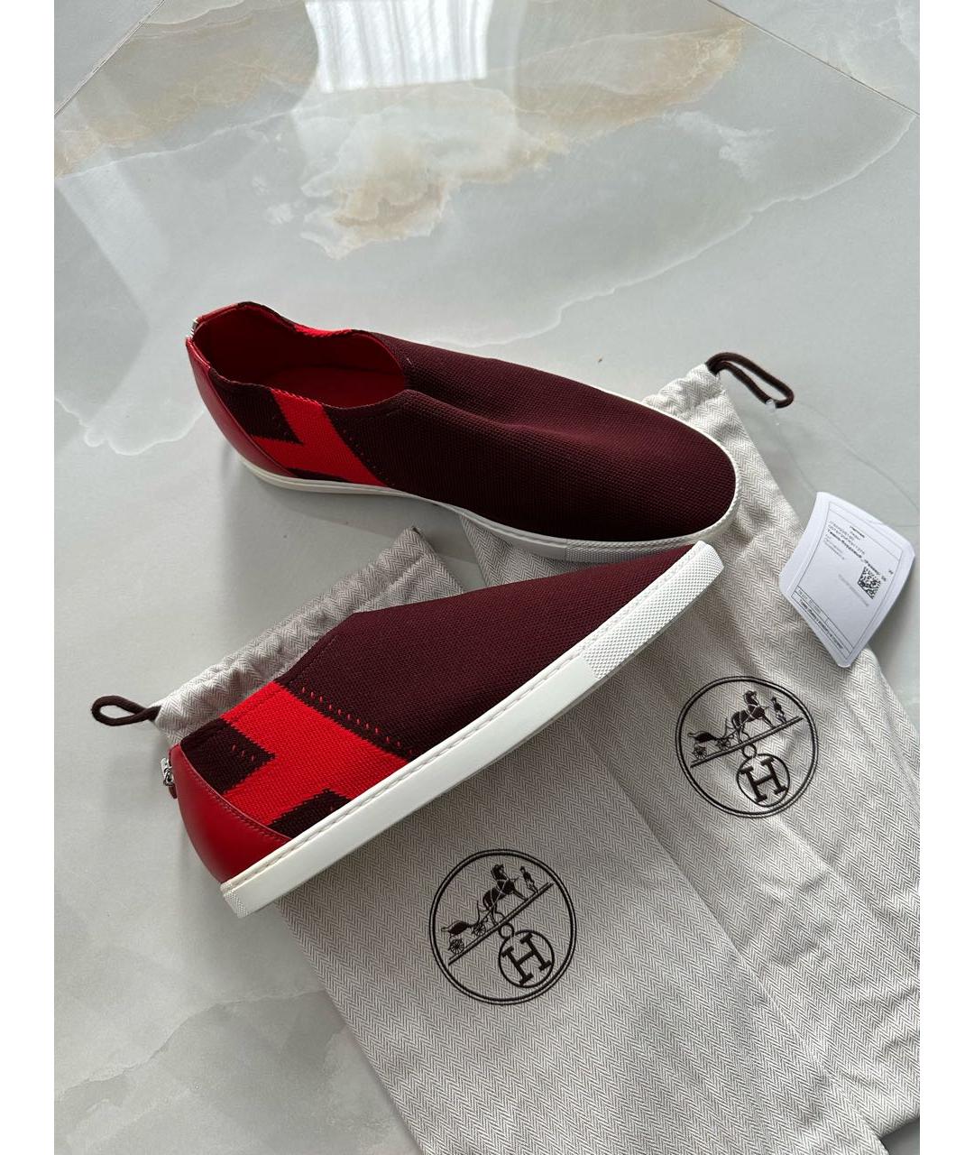 HERMES Красные текстильные кроссовки, фото 3