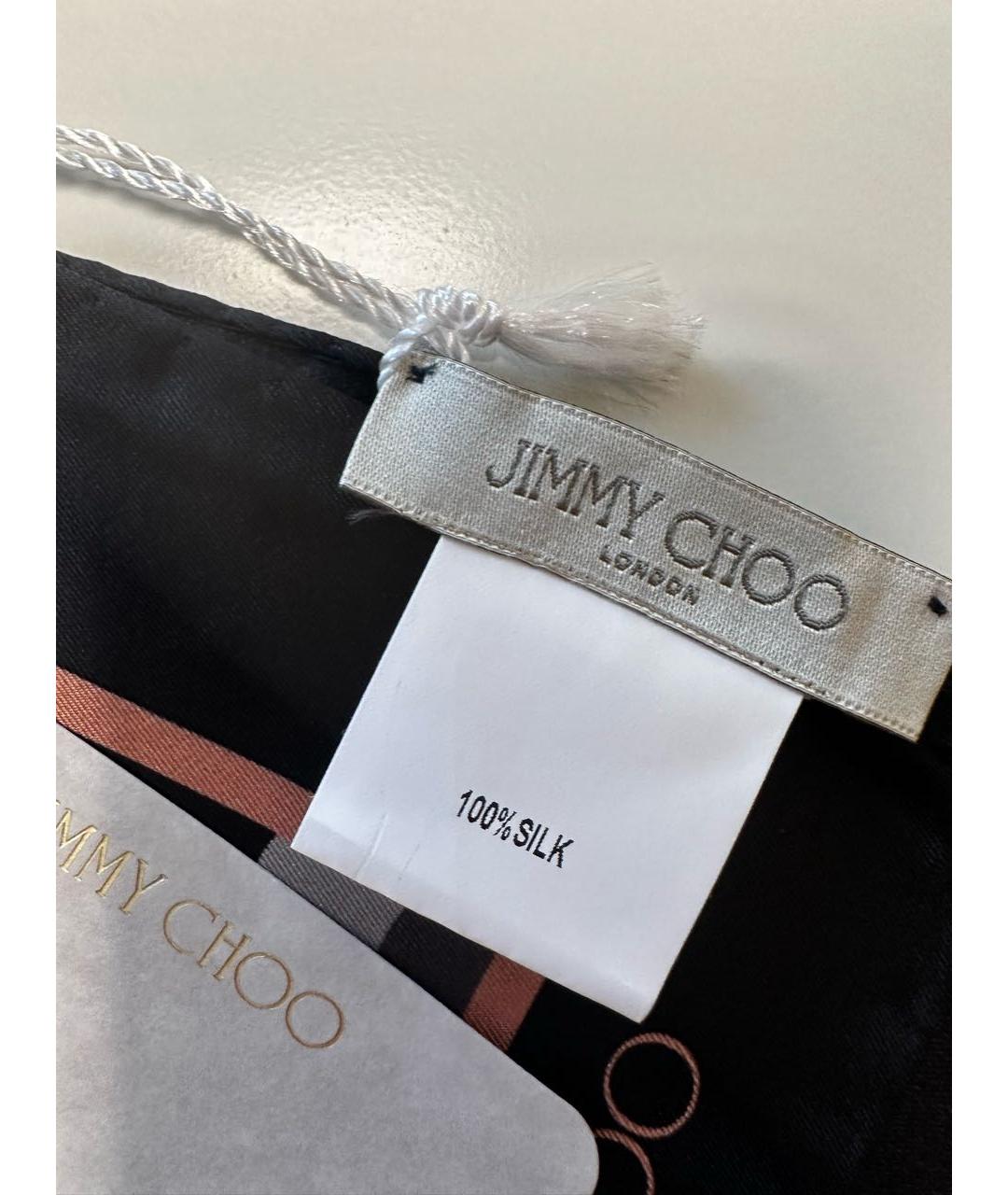 JIMMY CHOO Черный шелковый платок, фото 6